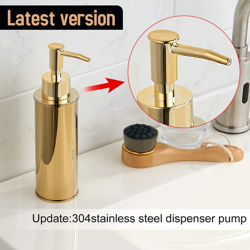 BGL Round Gold Standing Soap Dispenser, Shampoo Dispenser for Bathroom,
