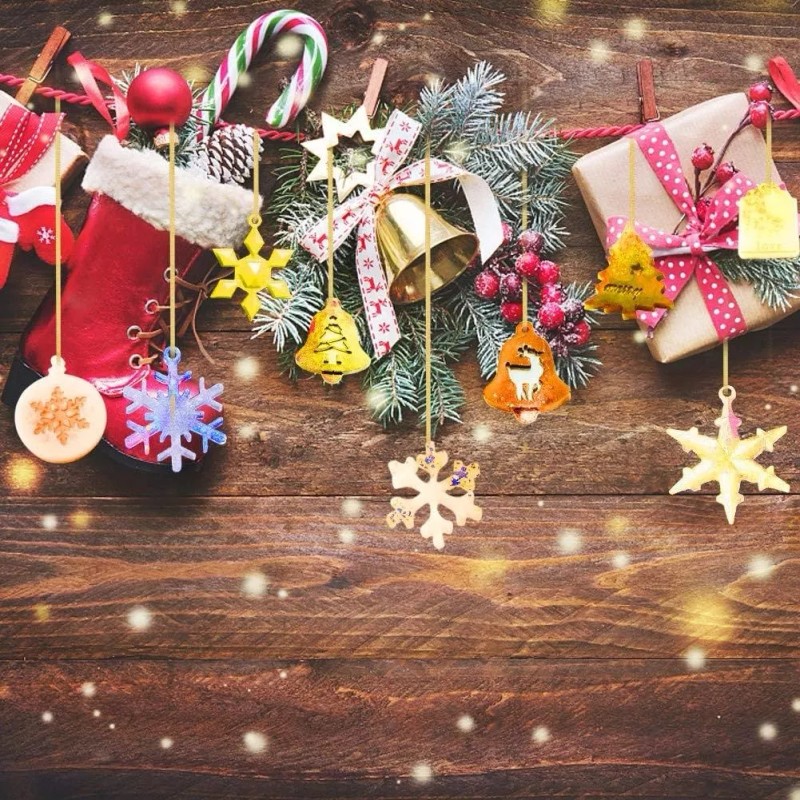Molde De Resina Para Adornos Navideños De Silicona, 9 Piezas