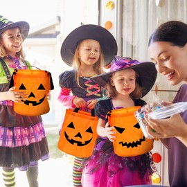 Jiusely Halloween Light Up Candy Bags 2 PCS Trick or Treat Bags Halloween Candy Bucket Orange Light Up Party Gift Bags Reusable Goody Bucket Party Supplies Gift Bag