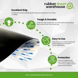 .060" Thick x 12" Wide x 12" Long PSA Adhesive Backed Rubber Sheet, Strong, DIY, Grip Pad to Seal and Repair