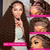 Chocolate Brown Deep Wave Lace Front Wigs Human Hair 13x6