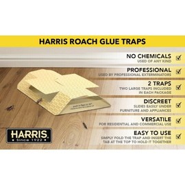 HARRIS Roach Glue Traps Pest Cockroach Insect Killer Pesticide Free Indoor