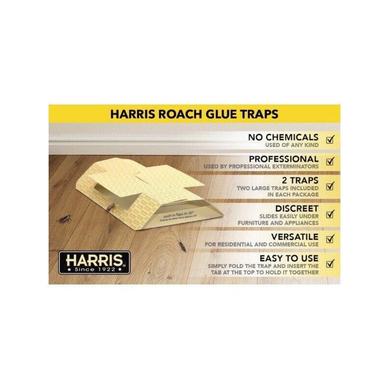 HARRIS Roach Glue Traps Pest Cockroach Insect Killer Pesticide Free