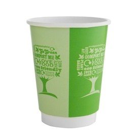 Vegware Green Tree Double Walled Hot Drinks Cups 12oz / 340ml, VDW-G12, Pack of 25