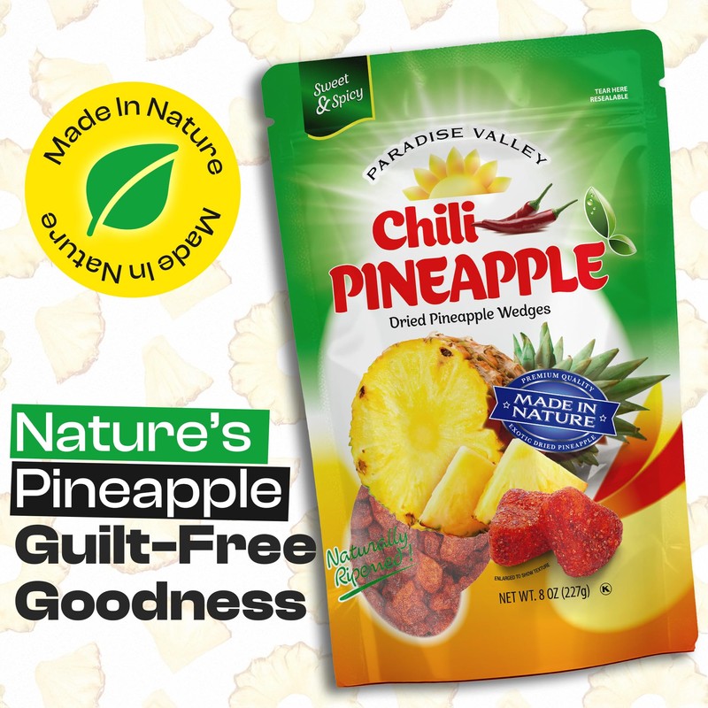 Dried Chili Pineapple Original Flavor,100% Vagan, Non-GMO, Glutten Free (All