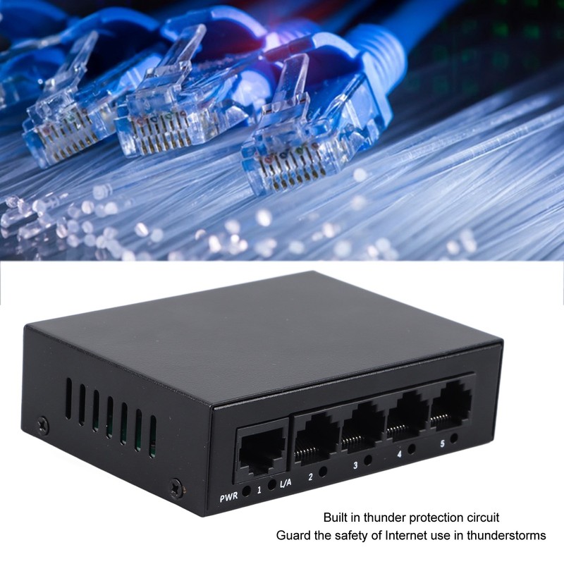 5 Port Ethernet Switch Professional High Speed 10 100Mbps Iron