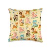 Vintage Baby Animals Retro Nursery Animals Dollette Yellow Throw Pillow