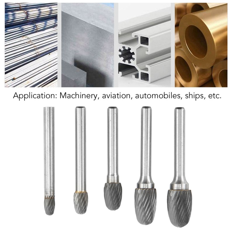 Single Cut Carbide Rotary Burr File Set 6mm Shank Diameter