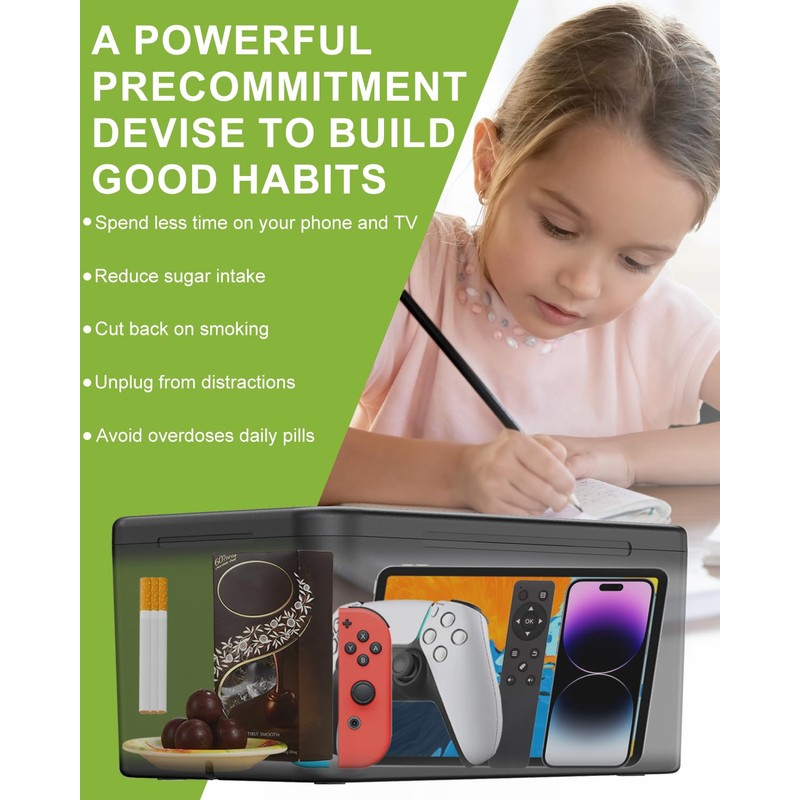 Safe Timed Lock Box, Phone Lock Box with Timer Unplug