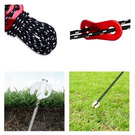 Kaiciuss 90.55'' Aluminum Camping Tarp Poles Adjustable,Telescoping & Portable Tent Poles Replacement (2 Pack), it Comes with 4 Metal Stake, 4 Guy Line Cord with Guyline Adjuster & 1 Storage Bag