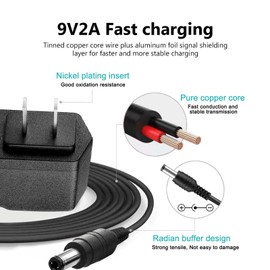 RCBCH 9V 2A AC Power Adapter for Brother P-Touch Label Printers - Compatible with PT-D210, PTD220, PT-D200VP, PTH110 - Power Cord Included - Replacement for Brother AD-24, AD-24ES, AD-20, AD-30