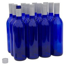 North Mountain Supply - W5-CB-TNS-SV 750ml Glass Bordeaux Wine Bottles with Twist-N-Seal Capsules - Case of 12 (Cobalt Blue)