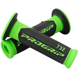 Daytona 98097 Bike Grip, Handle Diameter, 0.9 inches (22.2 mm), Vibration Resistant Gel, End Penetration, PROGRIP 732 Type, Black/Green