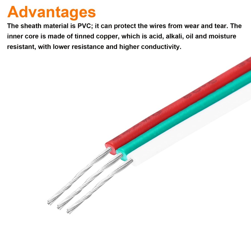 sourcing map 30 Gauge 3 Conductor Electrical Wire Tinned Copper