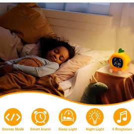 Aunus Kids Alarm Clock,Toddler Sleep Training Clock with Sun & Moon,RGB Kids Wake Up Light, Sleep Sound Machine for Boys Girls