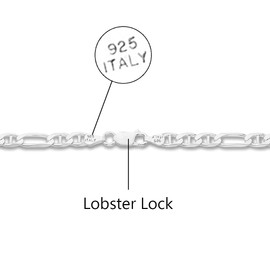 Savlano 925 Sterling Silver Italian Solid Figarucci Figaro Mariner Flat Link Chain Necklace For Men & Women - Made in Italy Comes Gift Box (18, 5mm)