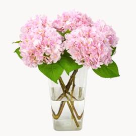 IPLNTS 5pcs Realistic Fake Pink Flowers Artificial Silk Hydrangea Flowers Artificial Flowers Faux Hydrangea Stems for Bouquets Home Table Centerpieces Outdoor Wedding Office Family Party Decoration