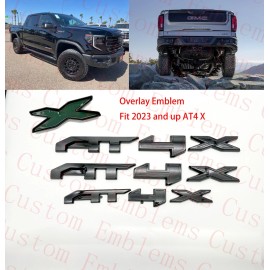 Auto 3PCS Grill Doors Rear Gloss Black  AT4X OVERLAY Emblem 2023+ GMC Sierra 1500