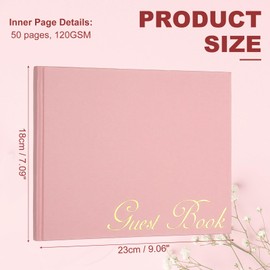 PATIKIL Elegant Guest Book 9"x7" Offset Paper Wedding Guest Book Stylish Sign-in Book with 50 Sheets Blank 120 GSM Paper for Receptions, Birthdays, Funerals, Special Events, Pink