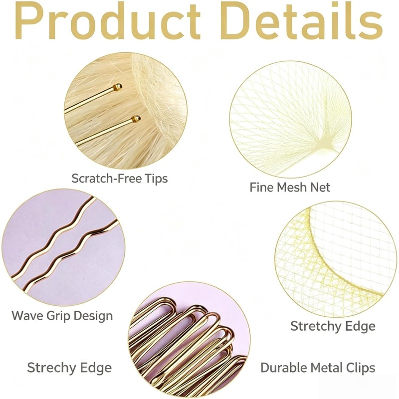 Hair Nets for Buns,20 PCS Bun Nets Blonde and 50