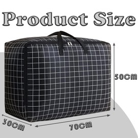 2 Pcs Large Storage Bag 105L Wardrobe Heavy Duty Laundry Storage Bags with Zipper Oxford Cloth Duvet Storage Bag King Size Moisture Proof Black White Plaid Duvet Bags Sturdy Large Storage Bags