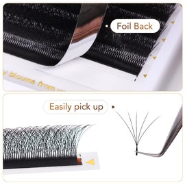 Lunamoon 6D W Volume Eyelash Extension, Premade Fans Eyelash Extensions, Pre-Fanned W Eyelashes (6D-0.07-C,8-15 mm)