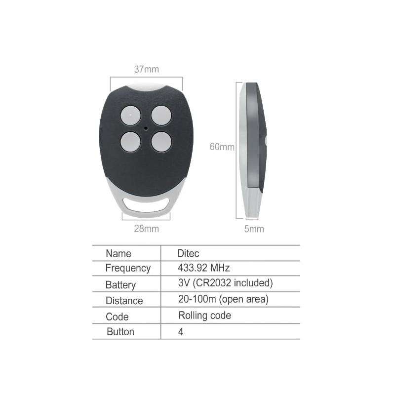 Garage Door Opener Remote Control Compatible with Ditec GOL4 Garage