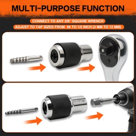 2pcs Tap Socket Set, 3/8" Drive Tap Holder for Tight Spaces, Extraction Socket Set With Adjustable Jaws(#6-1/2" and 1/4"-1/2" Taps), Suitable for Reamers, Screw Extractors