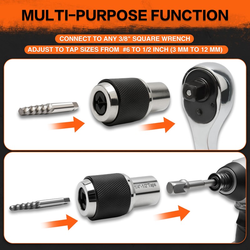 2pcs Tap Socket Set, 3/8" Drive Tap Holder for Tight