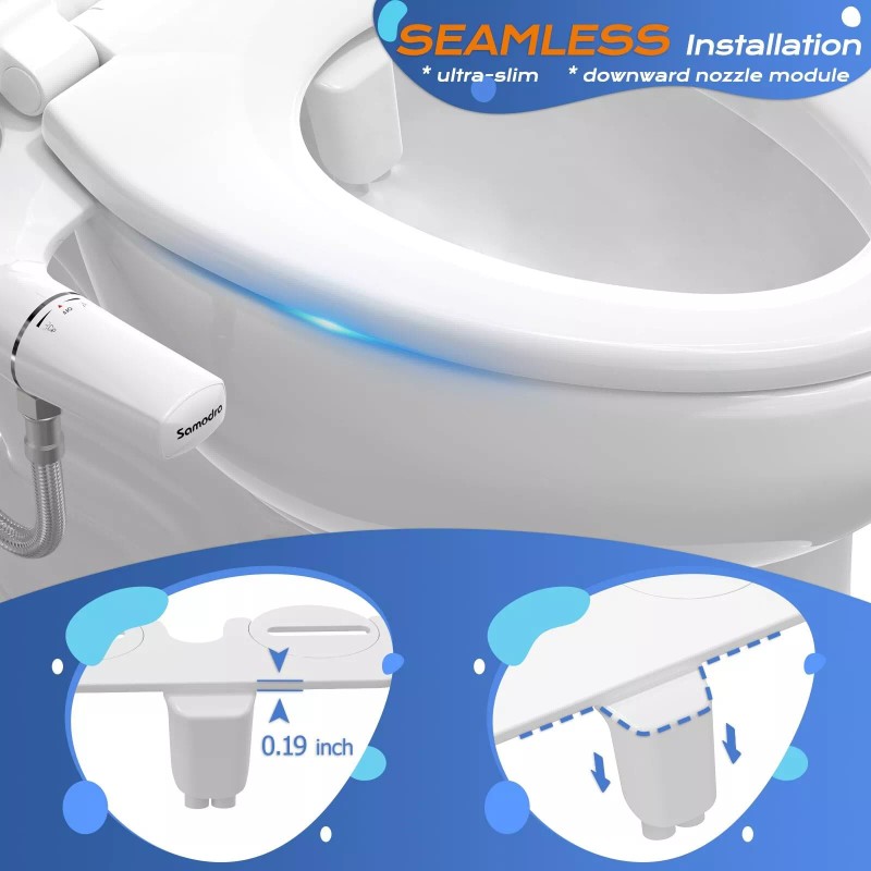 SAMODRA Ultra-Slim Bidet Attachment for Toilet - Dual Nozzle (Frontal
