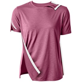 Post Shoulder Surgery Shirts for Men Women Unisex After Rotator Cuff Surgery Shirt Snap Access Recovery Hospital Shirt (US, Alpha, X-Large, Regular, Regular, Deep Red)