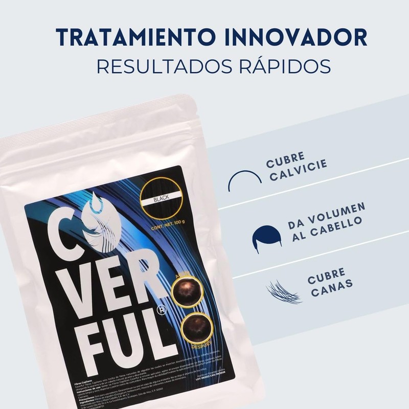 Fibra Capilar Coverful Premium 100 Gramos Para Cubrir Calvicie, Canas