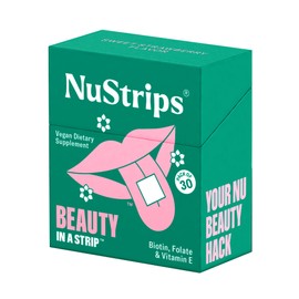 NuStrips Beauty in a Strip™ | Strawberry Flavored Oral Strips with Biotin, Folate and Vitamin E | Vitamins for Hair, Skin & Nails | Maximum Absorption, Fast Results | 30 Individually Wrapped Strips