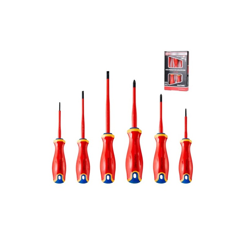 HAUTMEC Insulated Screwdriver Set, 6-Piece Electrician Screwdriver Set, VDE &