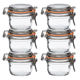 Le Parfait Super Terrine Jar | 4oz (Pack of 6) 125ml French Glass Jar, Airtight Rubber Seal & Glass Lid | Glass Jars for Kitchen Organization and Storage Containers for Essentials