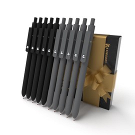 Kairsory Retractable Gel Pens,0.5mm fine point pen, smooth writing nursing pens,stationary for women,Cute Office and School Supplies for Women Teacher Students(10 Pcs Black and Gray-Black Ink-0.5mm)