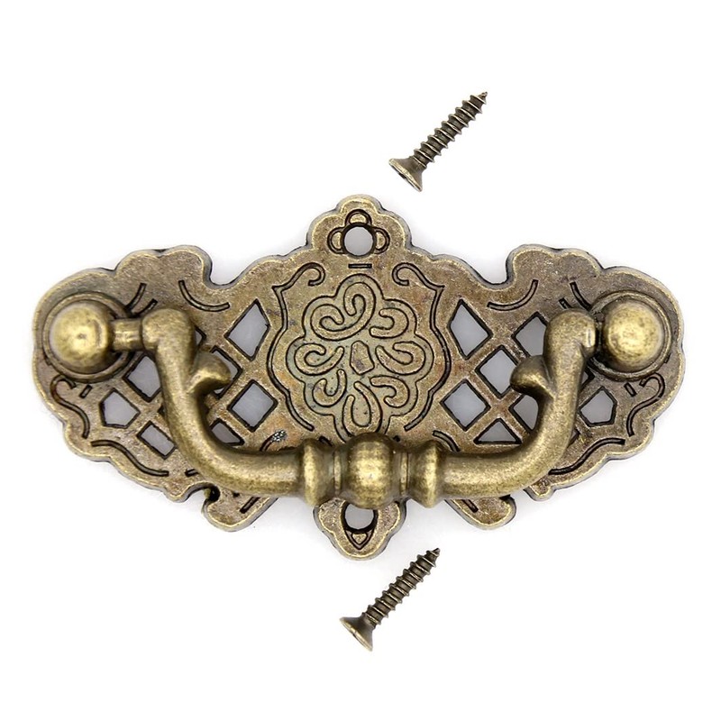LXZ 4 PCs Vintage Antique Brass Bail Pull Handle for