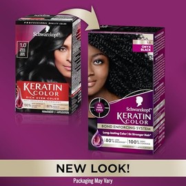 Schwarzkopf Schwarzkopf Keratin Color Permanent Hair Color, 1.0 Black Onyx, 1 Application - Salon Inspired Permanent Hair Dye, for up to 80% Less Breakage vs Untreated Hair and up to 100% Gray Coverage