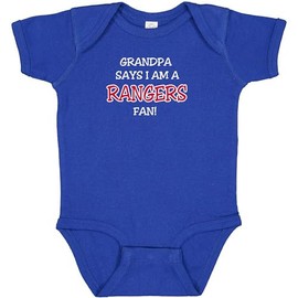 Curiositees Grandpa Dad Says I am a Rangers Fan Cute Baby Boy Bodysuit Outfit - Royal (Grandpa, Newborn)