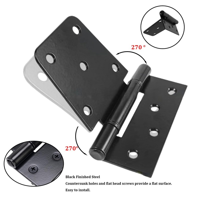 3-1/2" Heavy Duty Gate Hinges, 4 Pack Black Iron Shed