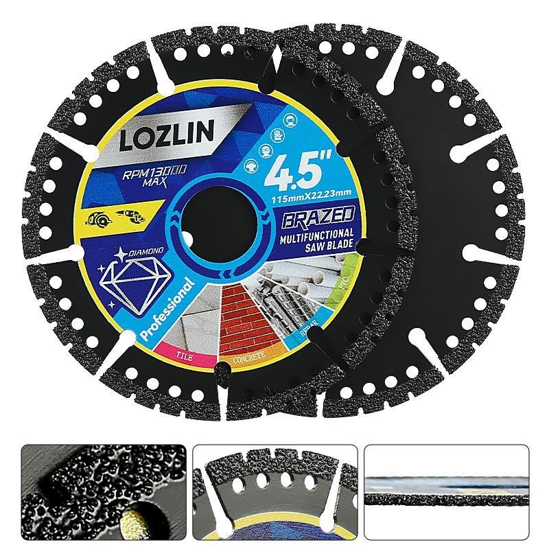 LOZLIN 3PCS 4.5" Multi-Material Cutting Blades - Dry Cut Metal,