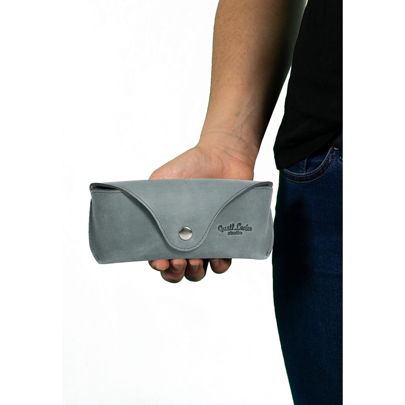 Gusti Cornelius Leather Glasses Case for Men and Women, gray