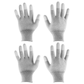 HARFINGTON 2 Pairs ESD Anti Static Gloves 21cm High Resistance Carbon Fiber Computer Gloves for PC Computer Electronics Installation and Repair(Large), Grey