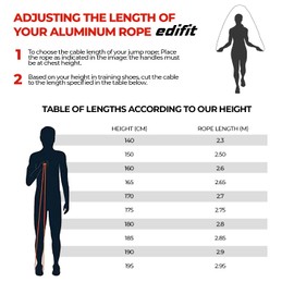 EDIFIT, Skipping Rope, 3 Metres, 165 mm Handle, Adjustable, for Men and Women, Gym Equipment, Home Exercise, Fitness, Boxing, Training (Red and Black)