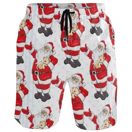 visesunny Men's Beach Short Swim Trunks Happy New Year Christmas Santa Claus Bear Sports Running Bathing Suits