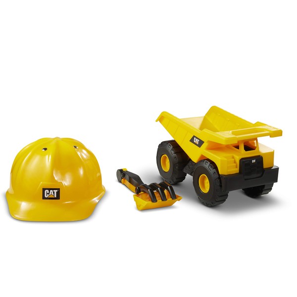 CatToysOfficial, CAT Construction Dump Truck Set with Cat Hard Hat and Sand Tools | Outdoor Toys for Kids Ages 3+