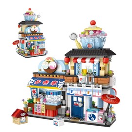 ELAICREE Japanese Street View Ice Drink Shop Mini Building Blocks, MOC Creative DIY Simulation Architecture, 668 Pcs Mini Simulation Architecture Construction Toy