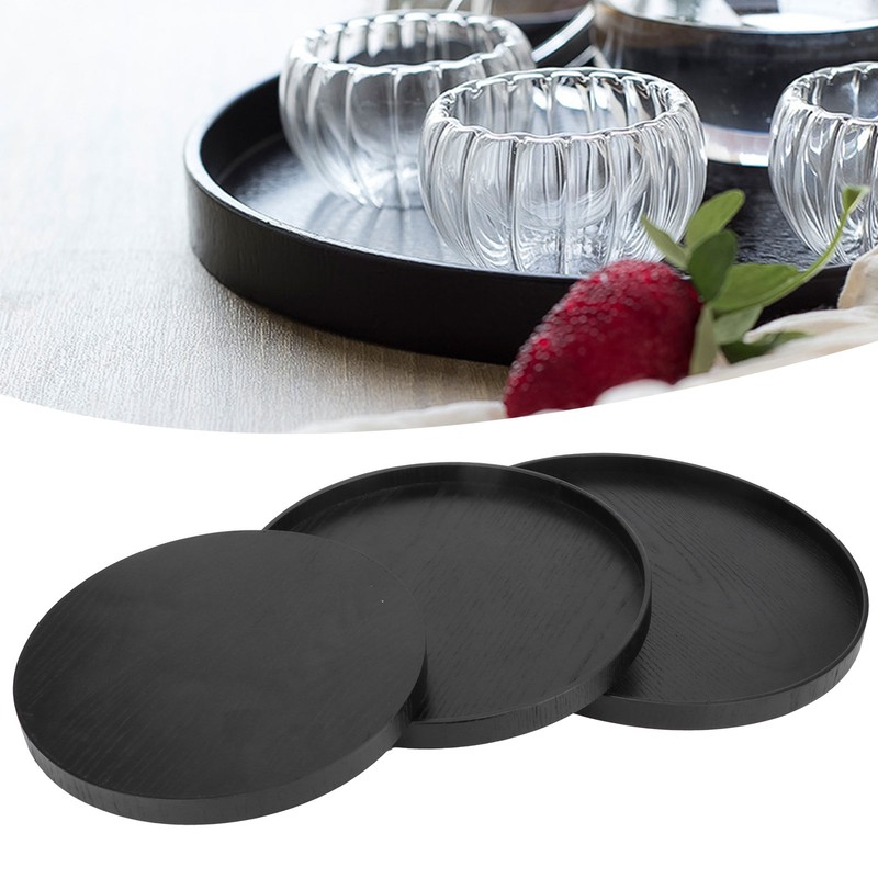 Wooden Round Tea Cup Tray Round Originality Fruit Palte Tableware
