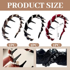 Muorruo 3 Piece Vintage Headband with Artificial Pearls in Skull Design, Elegant Pearl Headbands for Women and Girls, Decorative Hair Bands, Fashionable Hair Accessories