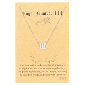 TGOLM Old English 111 Angel Number Pendant Necklace for Women Aesthetic Accessories Jewelry Silver